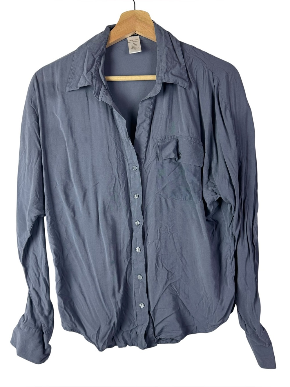 Boutique Love Squared Blue Long Sleeve Button Down S
